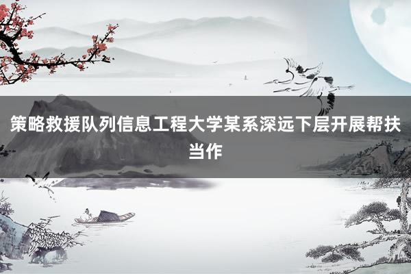 策略救援队列信息工程大学某系深远下层开展帮扶当作